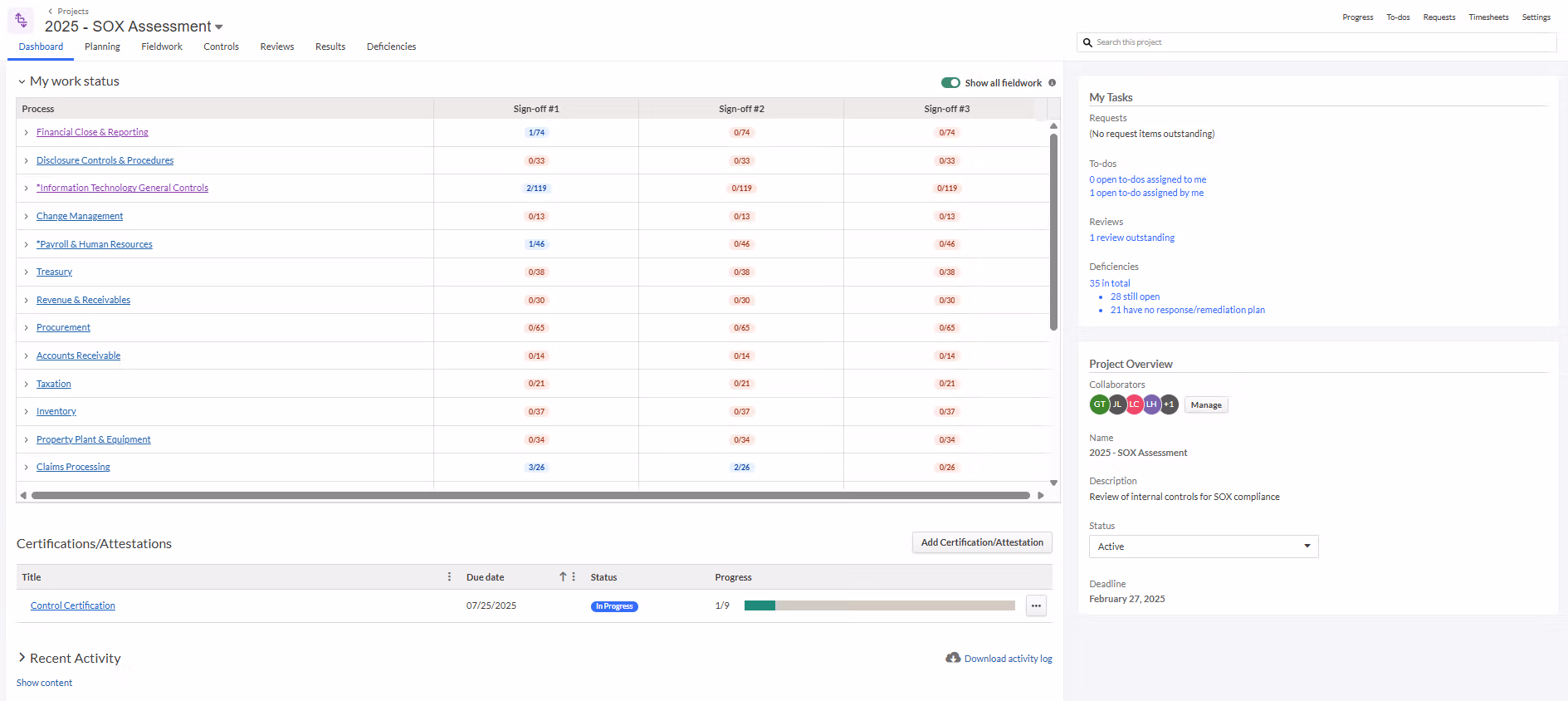 Screenshot of the Diligent platform displaying the GRC (Governance, Risk, and Compliance) functionality.